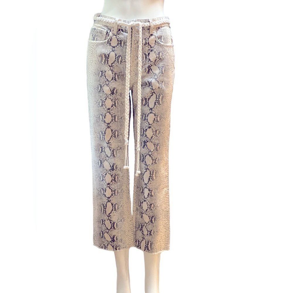 Zara snake  print skinny high waisted ankle cropped pant.